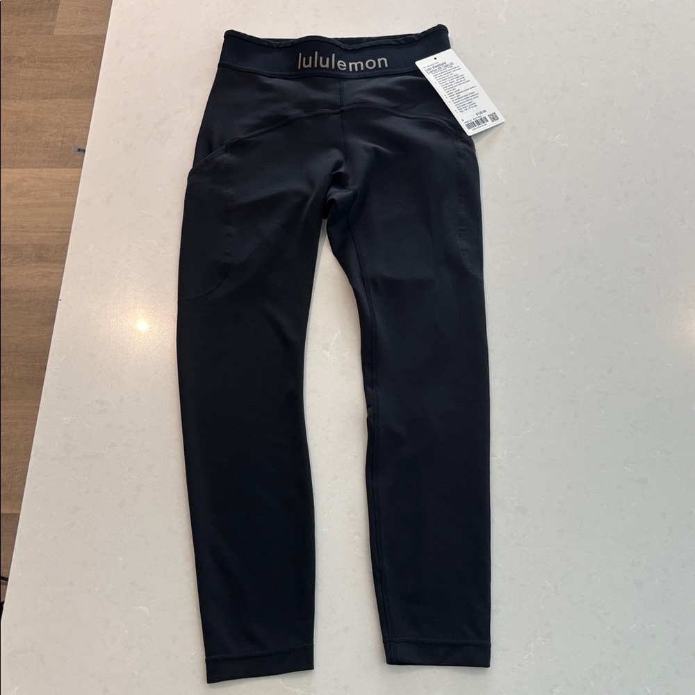Lululemon Logo Waistband Everlux High-Rise Tight 25" Sz 6 black leggings - Picture 4 of 11